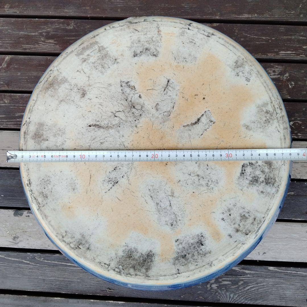 中国骨董50年以上旧蔵唐物 染付手絵山水紋大鉢 火鉢、金魚鉢、睡蓮鉢、水槽に兼用