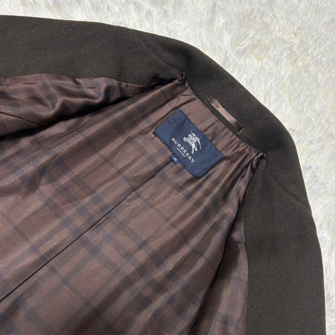 【美品/L】バーバリーロンドン チェスターコート アンゴラ混 Aライン ノバ 茶