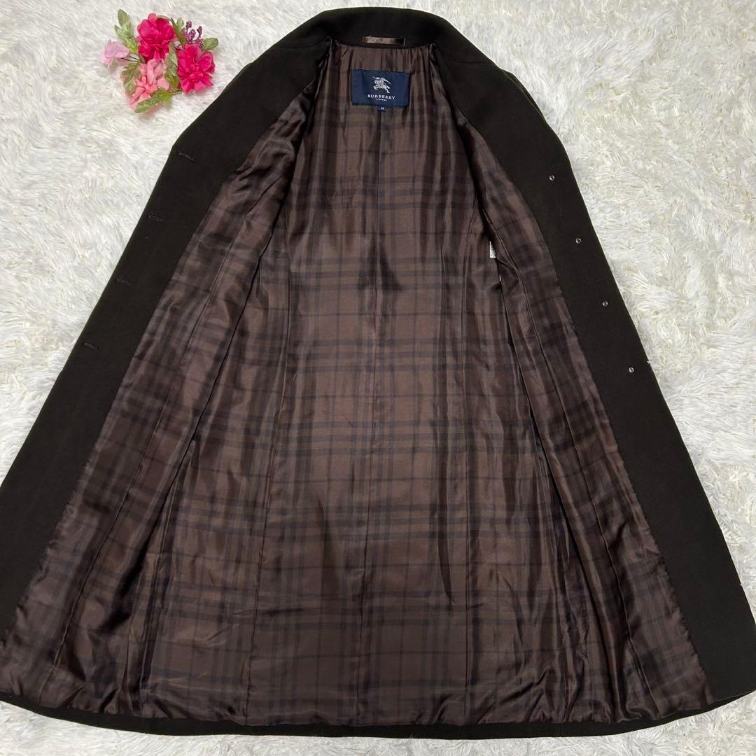 【美品/L】バーバリーロンドン チェスターコート アンゴラ混 Aライン ノバ 茶