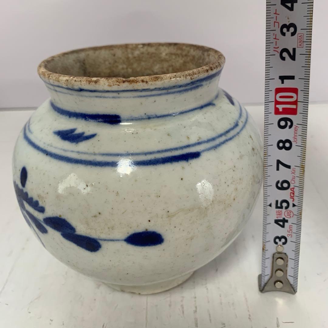 李朝　染付　白磁　壺　韓国美術　送料込み