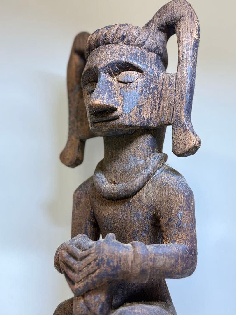 T 「アフリカン美術」ゴンゴ民主共和国 ルバ族 神聖な木彫像