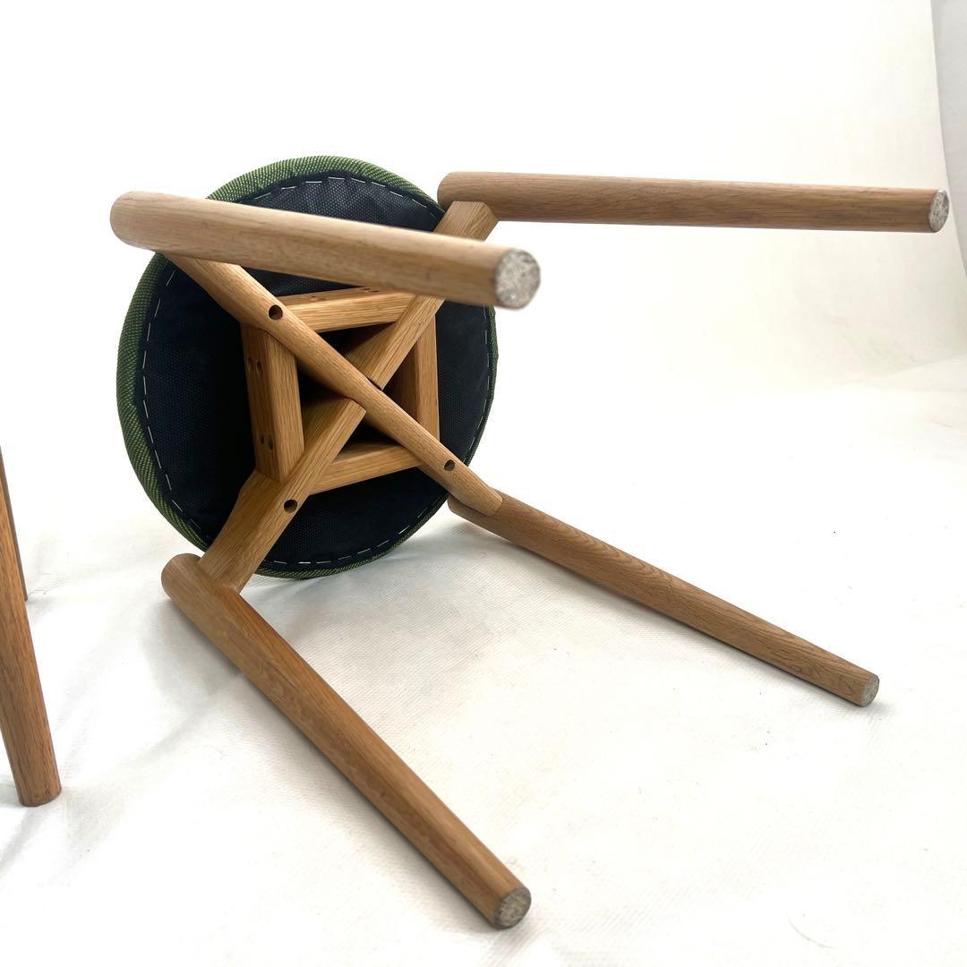 スタッキングスツール・グリーンファブリック・2脚セット・送料込み