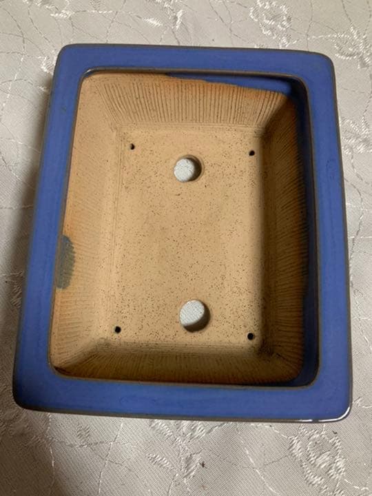 美芸　長方　青　盆栽鉢