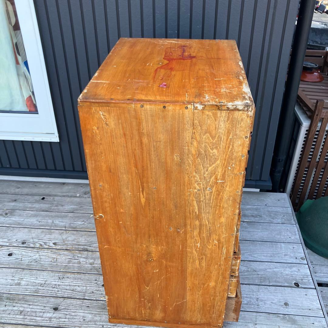 昭和レトロ 古家具 木製収納棚 大工道具棚 サイドボード 整理棚 15杯 古道具