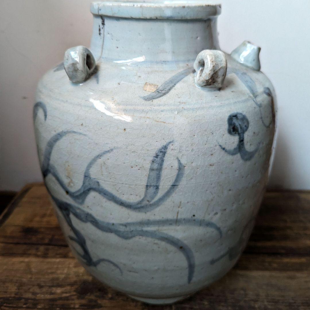 【民藝】明朝 壺 【龍紋】ヘタウマ【民芸】