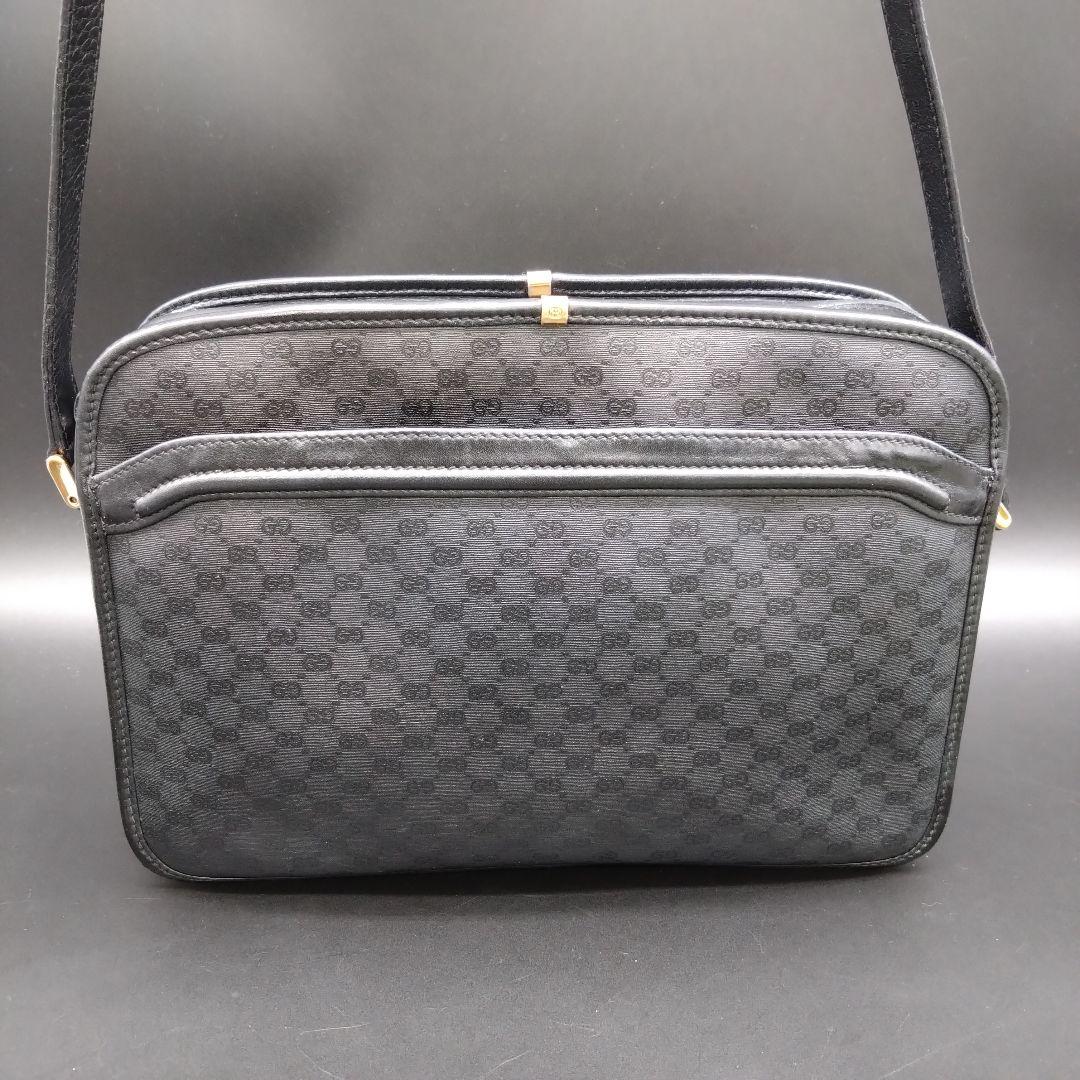 GUCCI ショルダーバッグ GG柄 クロスボディ バッグ 黒 オールドグッチ