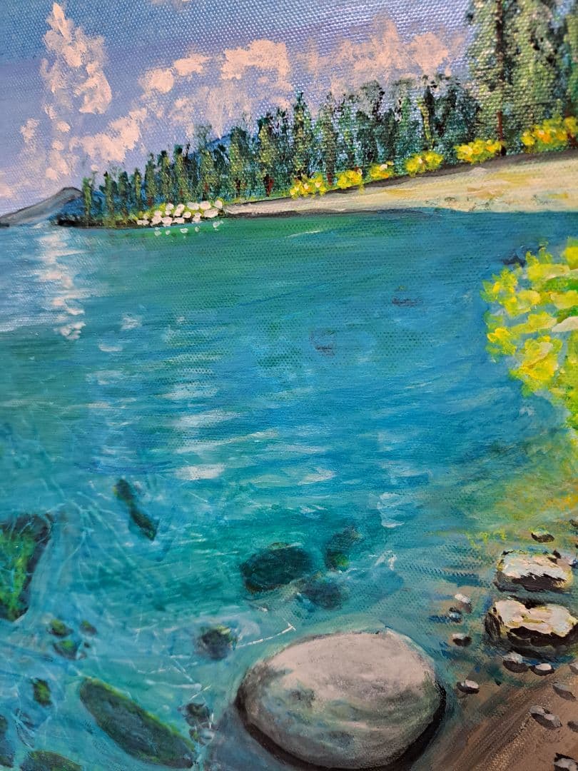 【湖】風景画・絵画・原画・額縁無し