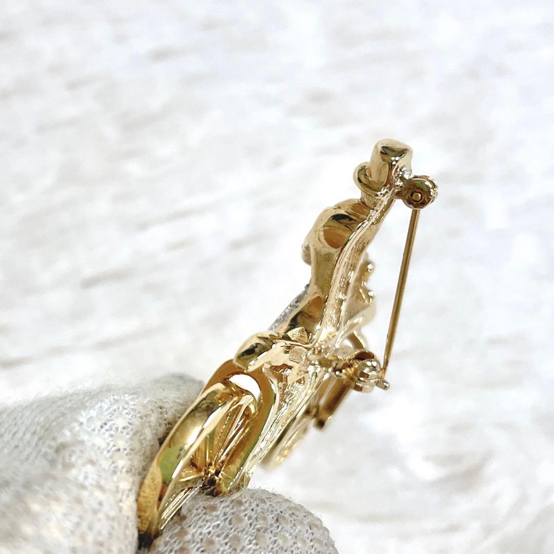 極美品 希少 BURBERRY ジェントルマン 自転車 ブローチ ライトストーン