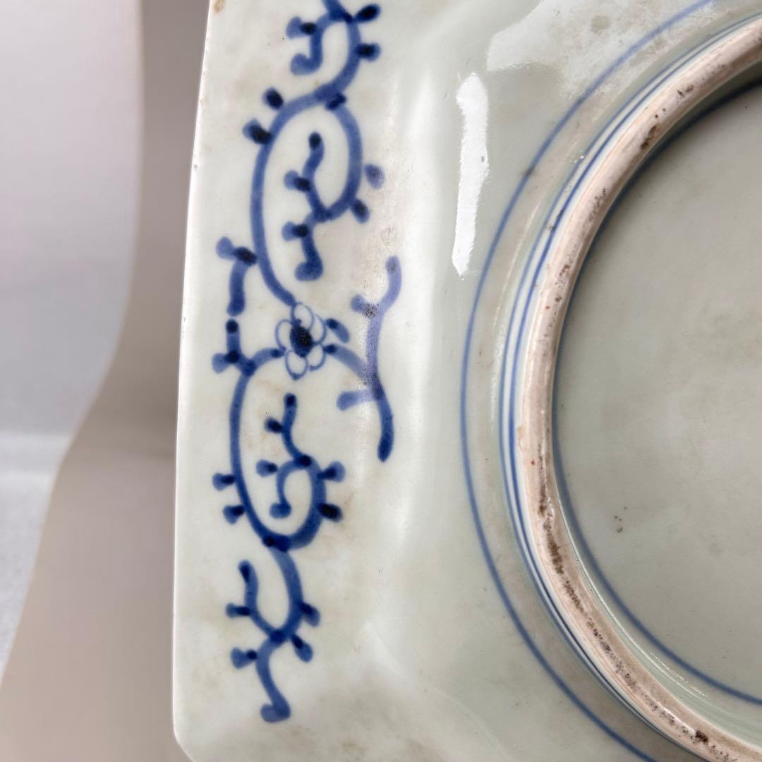 古伊万里 染付 山水文 八角大皿 飾り皿 和食器 骨董 アンティーク