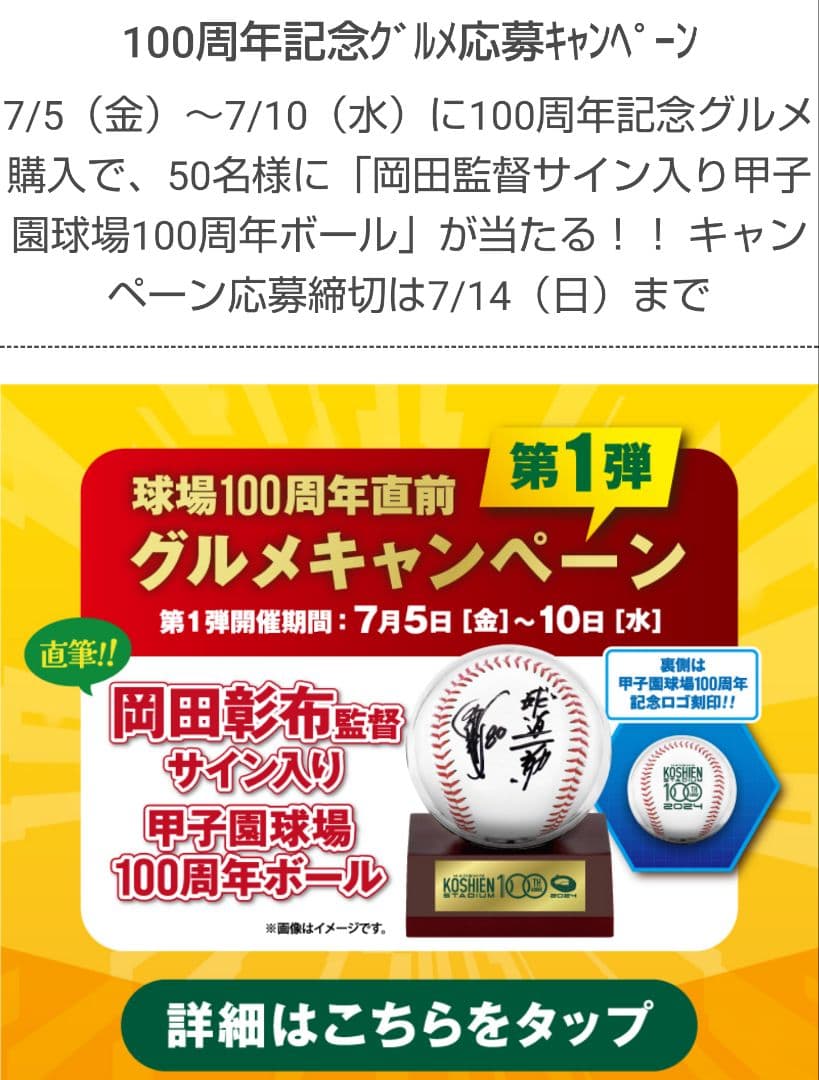 【阪神タイガース】阪神甲子園球場「岡田監督直筆サイン入り100周年記念ボール」