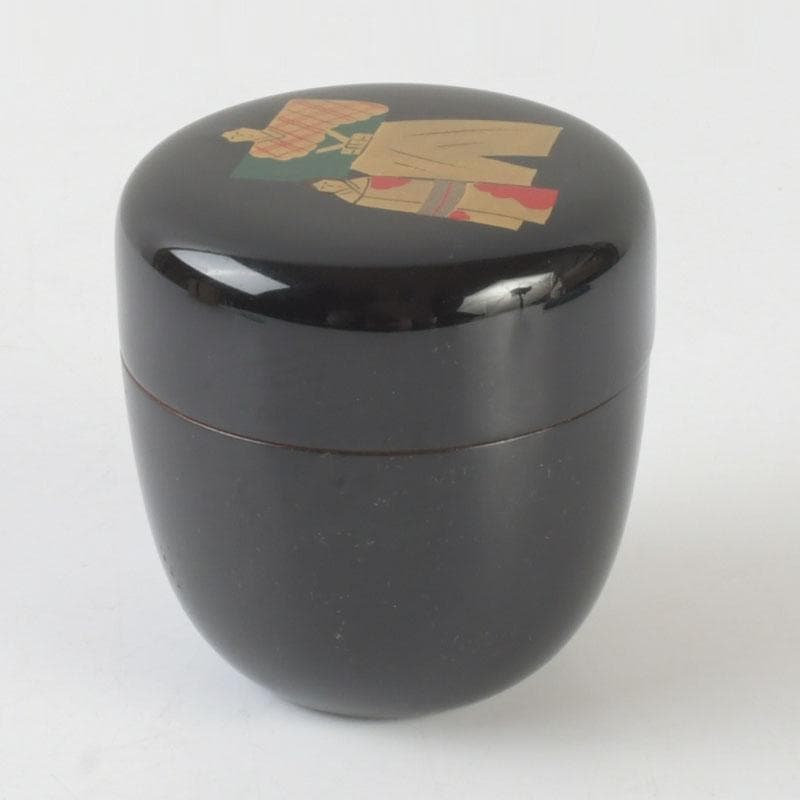 茶道具　山中塗　中嶋宗峰作　立雛蒔絵　内朱　中棗　共箱　V　9624