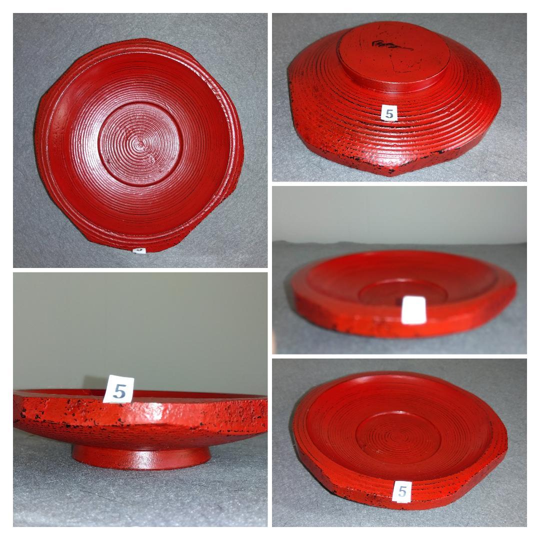 【ayun3出品】 越前漆器　山岸厚夫粗挽き根来塗茶托(多目的小皿)