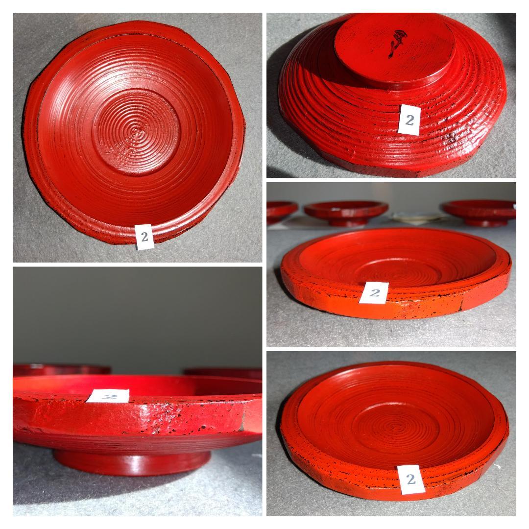 【ayun3出品】 越前漆器　山岸厚夫粗挽き根来塗茶托(多目的小皿)