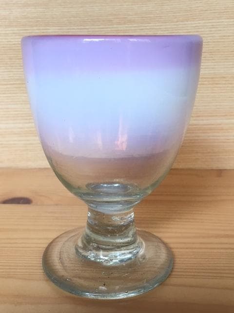 希少!! 大正浪漫 氷コップ 乳白赤縁 なつめ形 和硝子