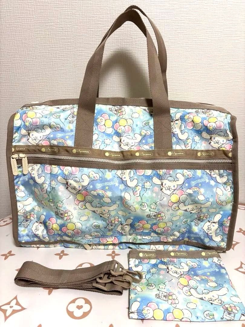 レスポートサック　サンリオシナモロールボタニカル　ボストンバッグ ラージサイズ