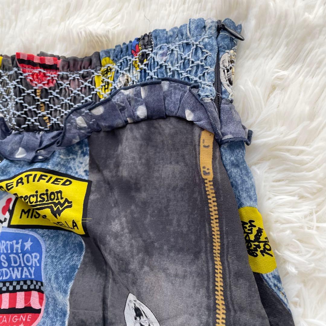 希少Chiristian Dior デニムプリント シルク100% スカート12