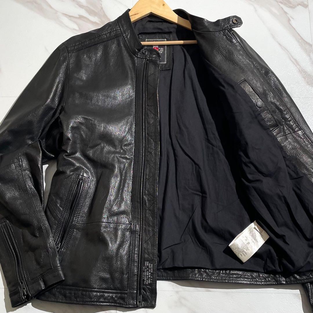 【極美品/L】DIESEL ディーゼル レザージャケット ライダース 牛革 黒