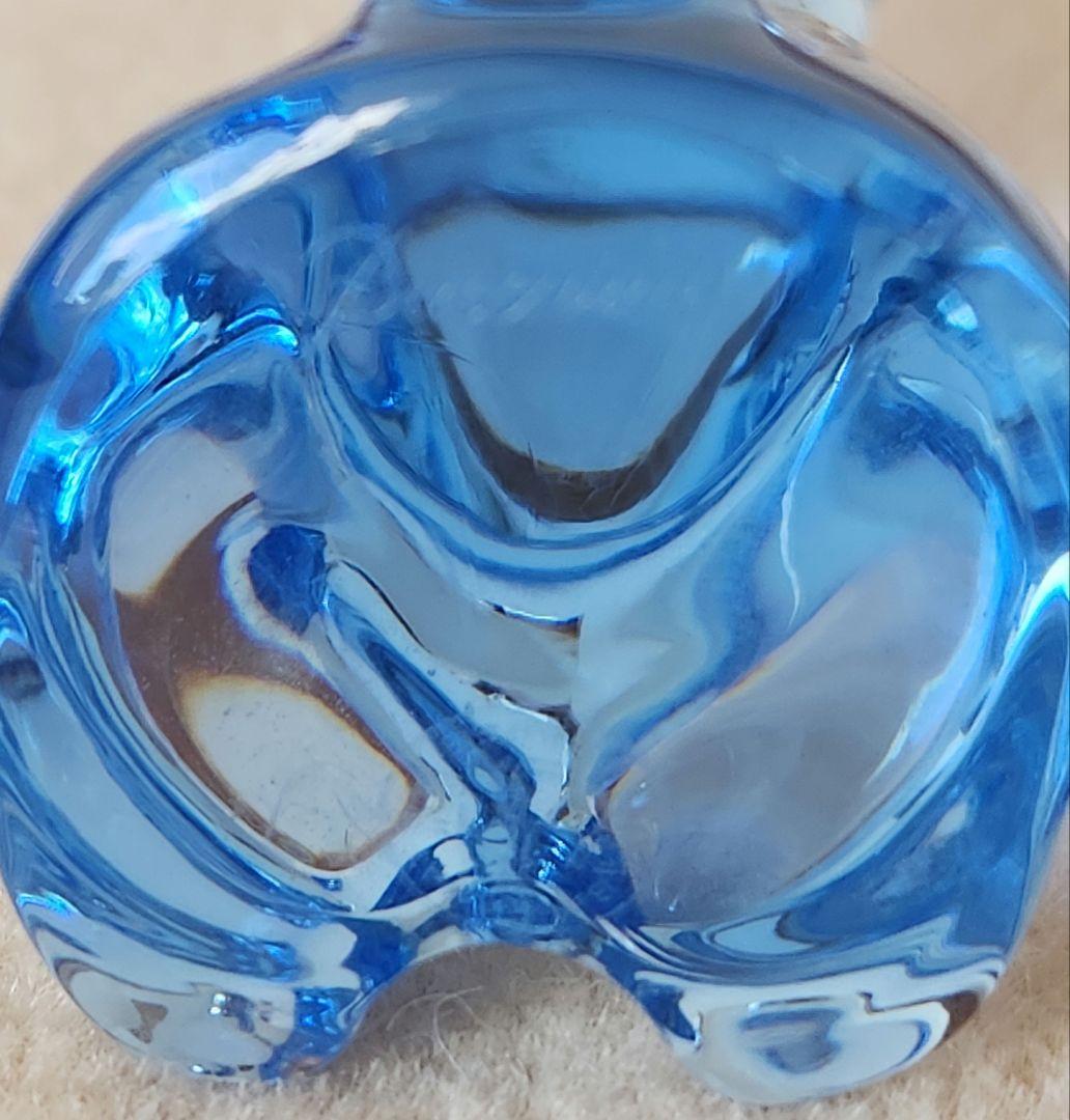 L【美品】BACCARATバカラ　兎ウサギ　飛躍＆交流運　ブルー系　置物　　廃盤