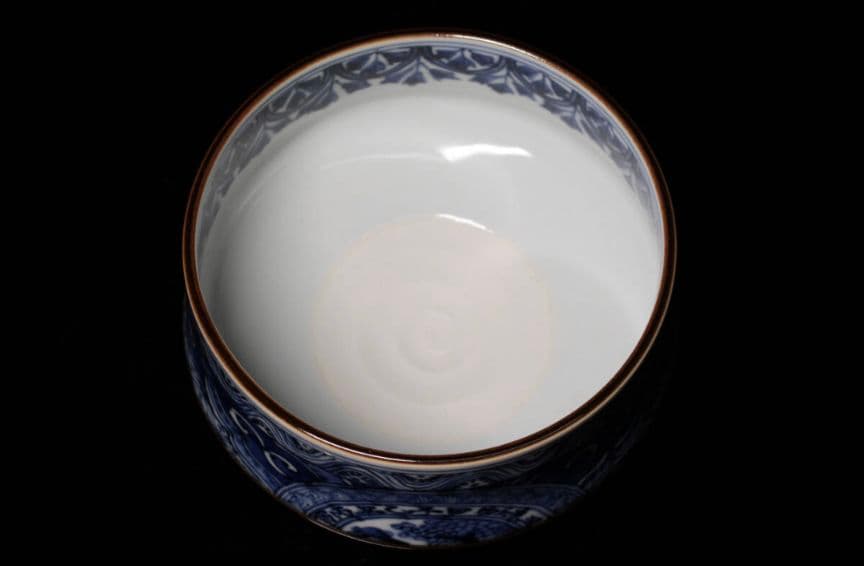 祥瑞洲浜茶碗　写　平安吉兆 呉須祥瑞 染付 茶碗 共箱 茶道具　明時代　景徳鎮窯