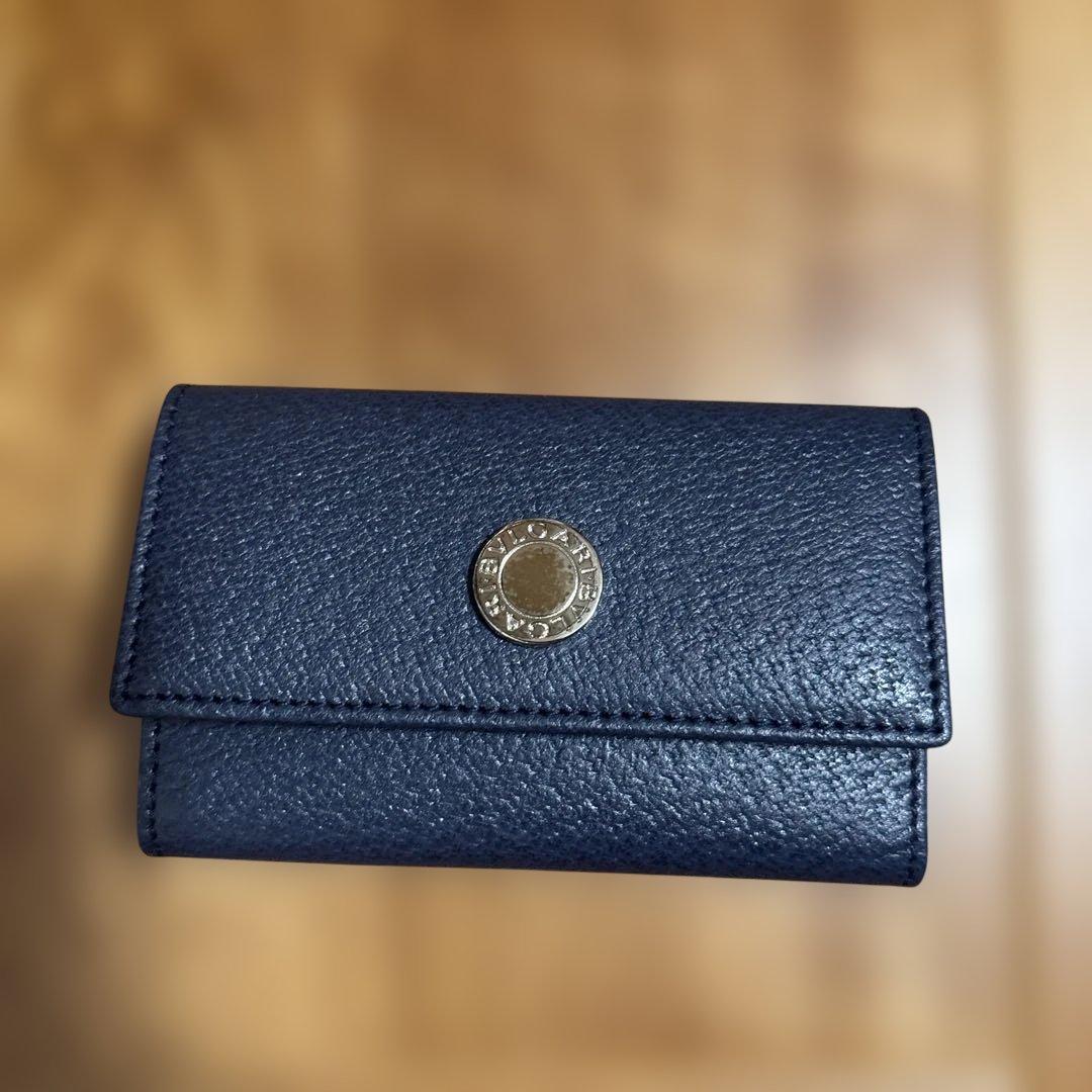 BVLGARI ネイビー レザー キーケース