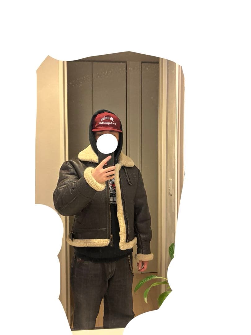 90s B-3 フライトジャケット ラムレザー ダークブラウン 古着 ムートン