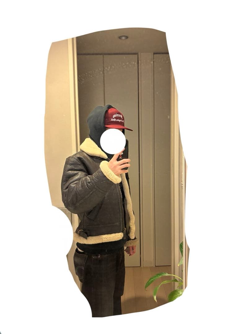 90s B-3 フライトジャケット ラムレザー ダークブラウン 古着 ムートン