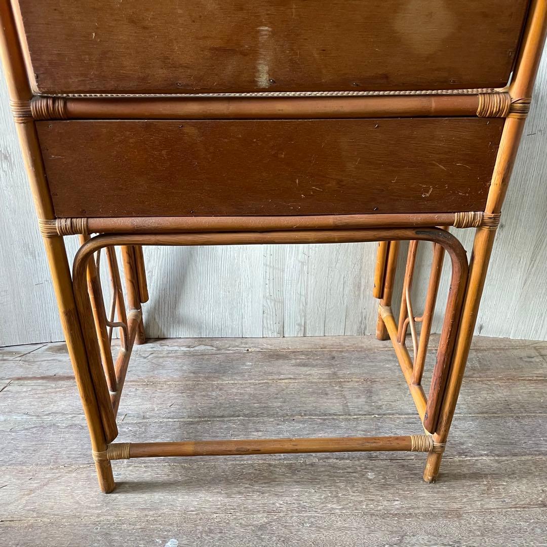 ラタン化粧台 ビンテージ アンティーク家具 ラタン家具 籐 鏡台 昭和レトロ