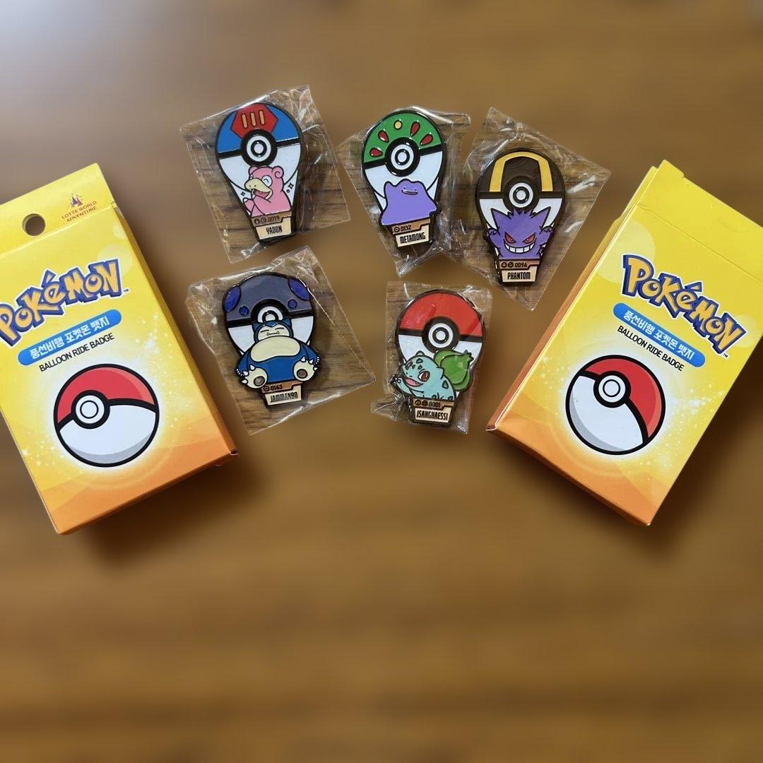 韓国限定　ロッテワールド ポケモン　バルーンライド　ピンバッジ 5個セット