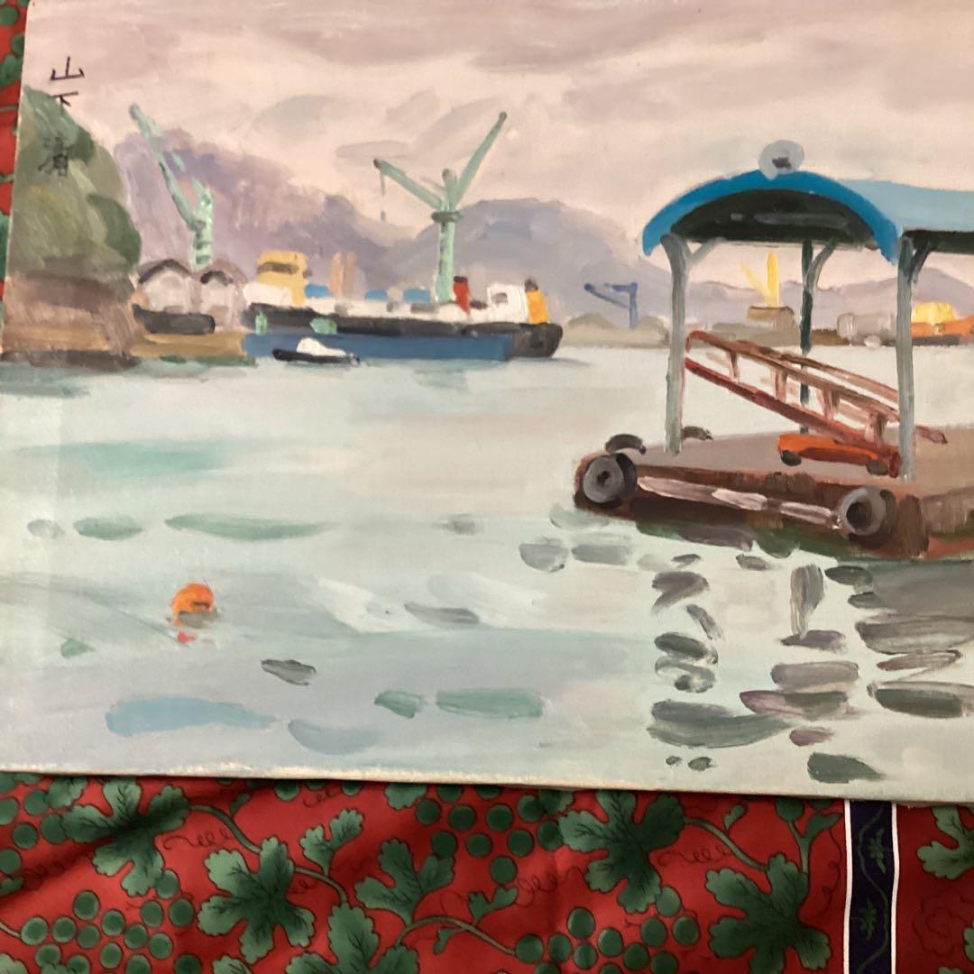 油彩画　【風景画】　　　山下清　キャンバスのみ　　寄贈品　サイン　模写　即決品