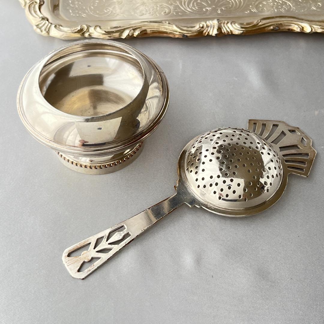 【英国】 ビクトリアン ティーストレナー / スタンド【シルバープレート】