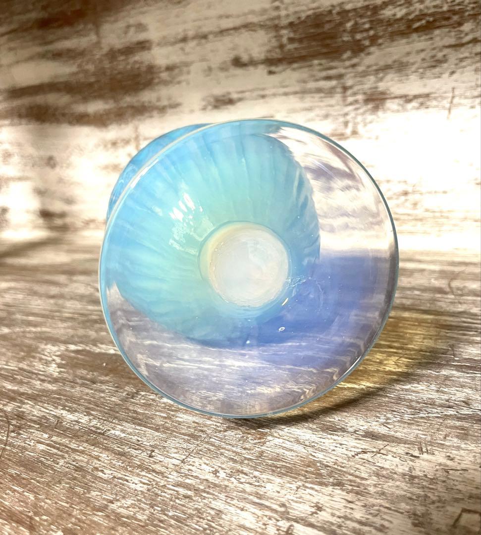 フランスアンティーク オパールセントガラス オパリン 花瓶 フラワーベース 花器