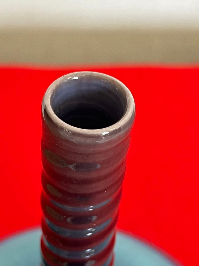 人間国宝 柳雨軒 三代 徳田八十吉  彩釉 花入 管理T187 共箱 陶歴