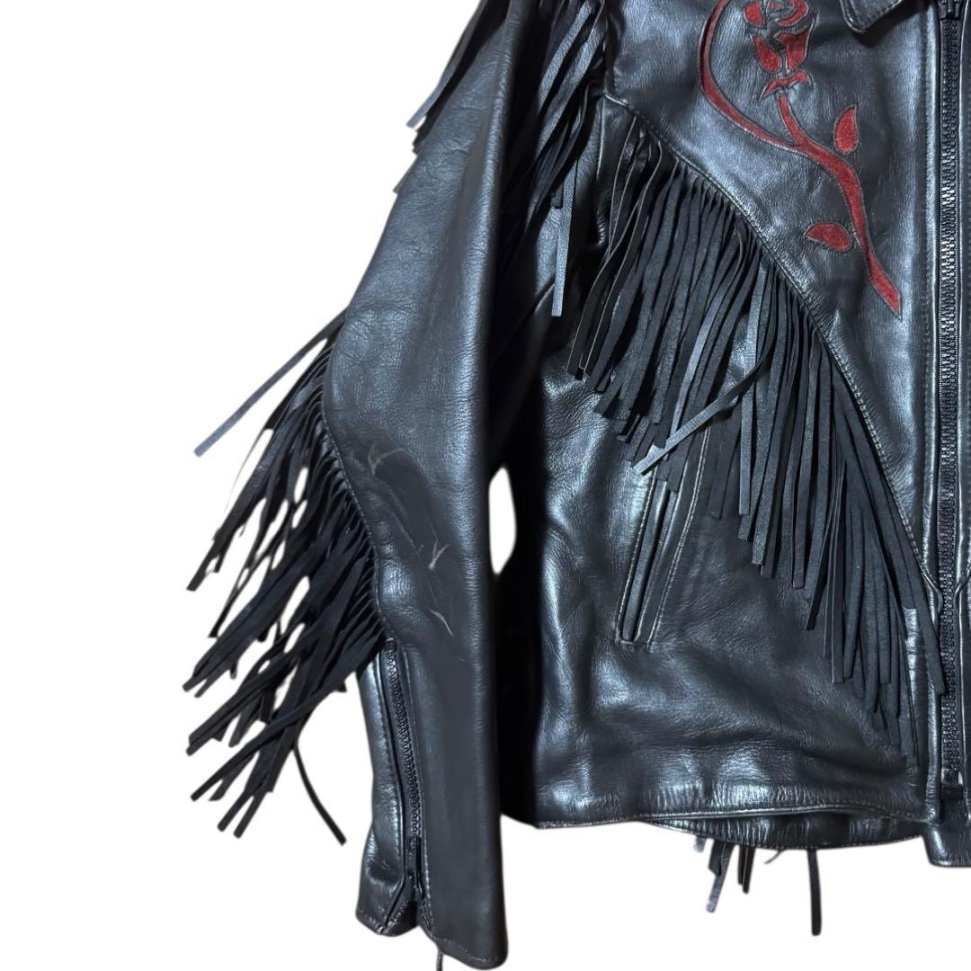 FIRST ライナー付 フリンジ レザージャケット Thinsulate 黒 L