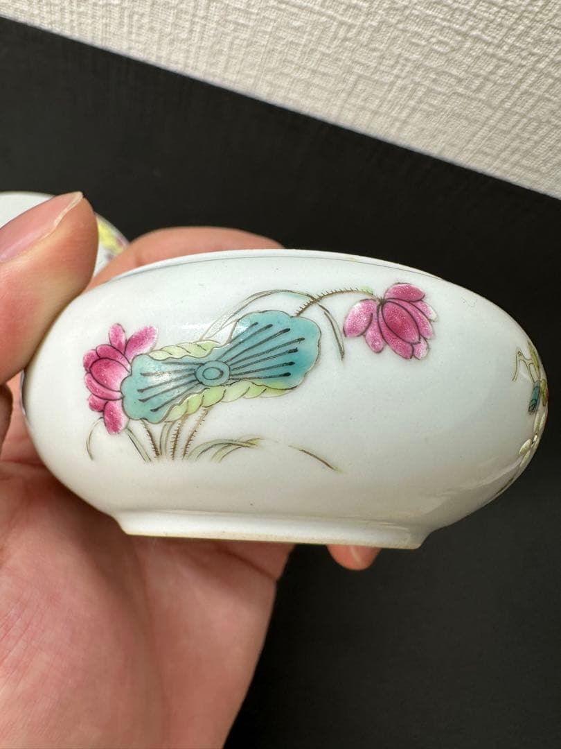 中国 清時代　咸豊年製　粉彩 香合 古美術　骨董　アンティーク