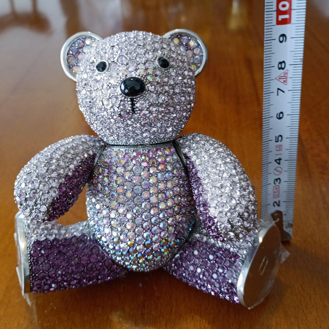 クリスタル、スワロフスキー装飾✳テディベア　ピンクパープル　アメリカ製　希少