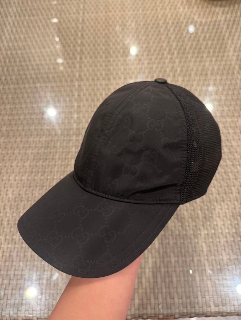 GUCCI ナイロンベースボールキャップ　XL ブラック