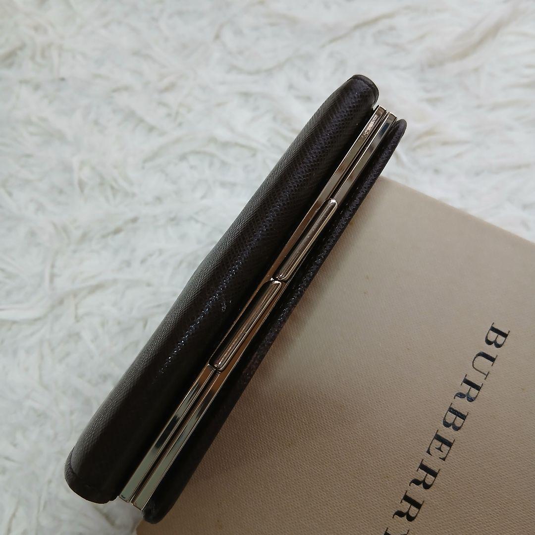 【BURBERRY】ノバチェック　レザー がま口　3つ折り財布
