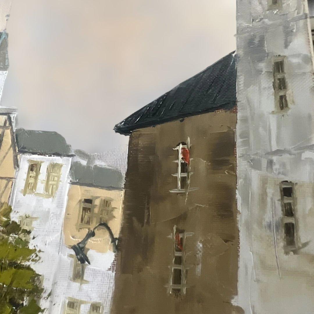 黒沢久 街角の風景 油彩画 サインあり