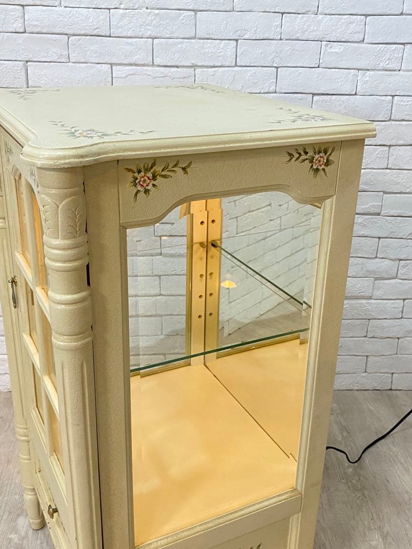 【東京都内23区配送無料】ショーケース　ガラス　キュリオ　ロココ　アンティーク