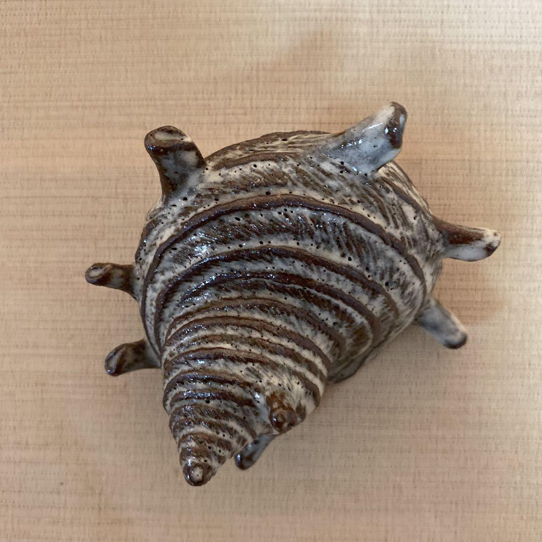 サザエ　置物　唐津焼　「中野陶痴」作N o23