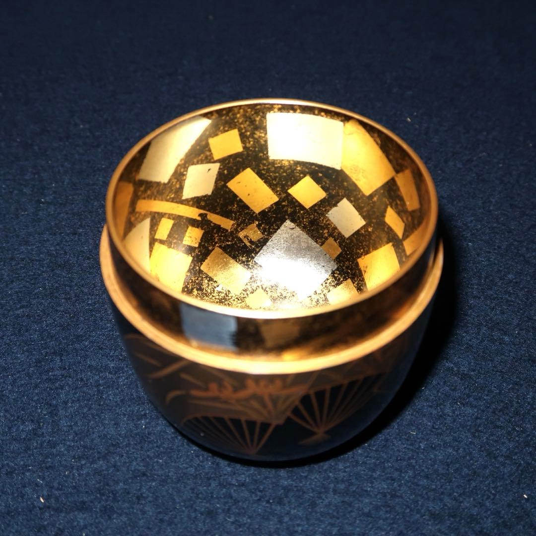 【茶道具】景雲作　扇面蒔絵中棗