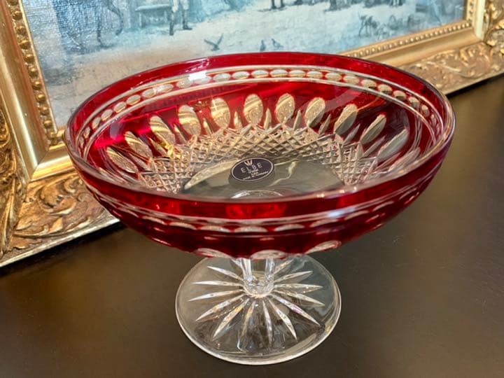 ELBE クリスタル　レア　クラレンドン ルビー ラウンドコンポート