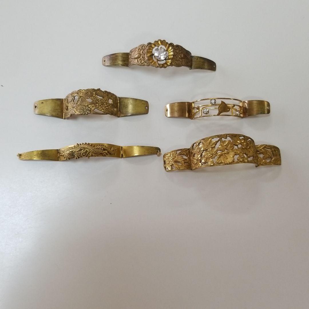 アンティーク、髪飾り、金工根掛け