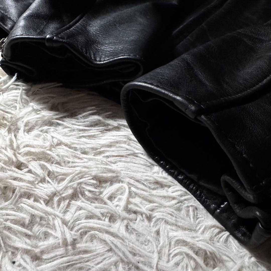 美品/50サイズ✨schott ライダースジャケット　641 黒　本革　レザー