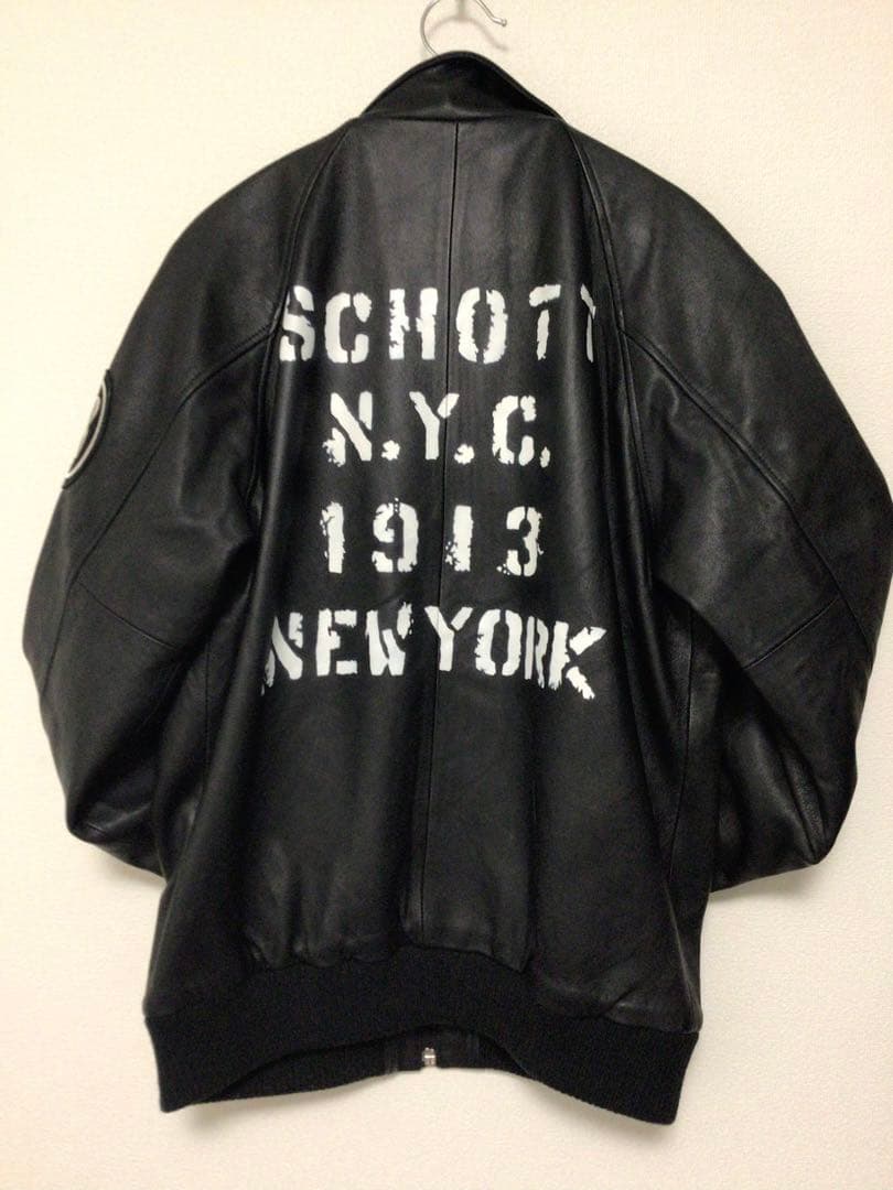 （新規限定出品）schott（ショット）羊革　レザー トラックジャケット　黒　M