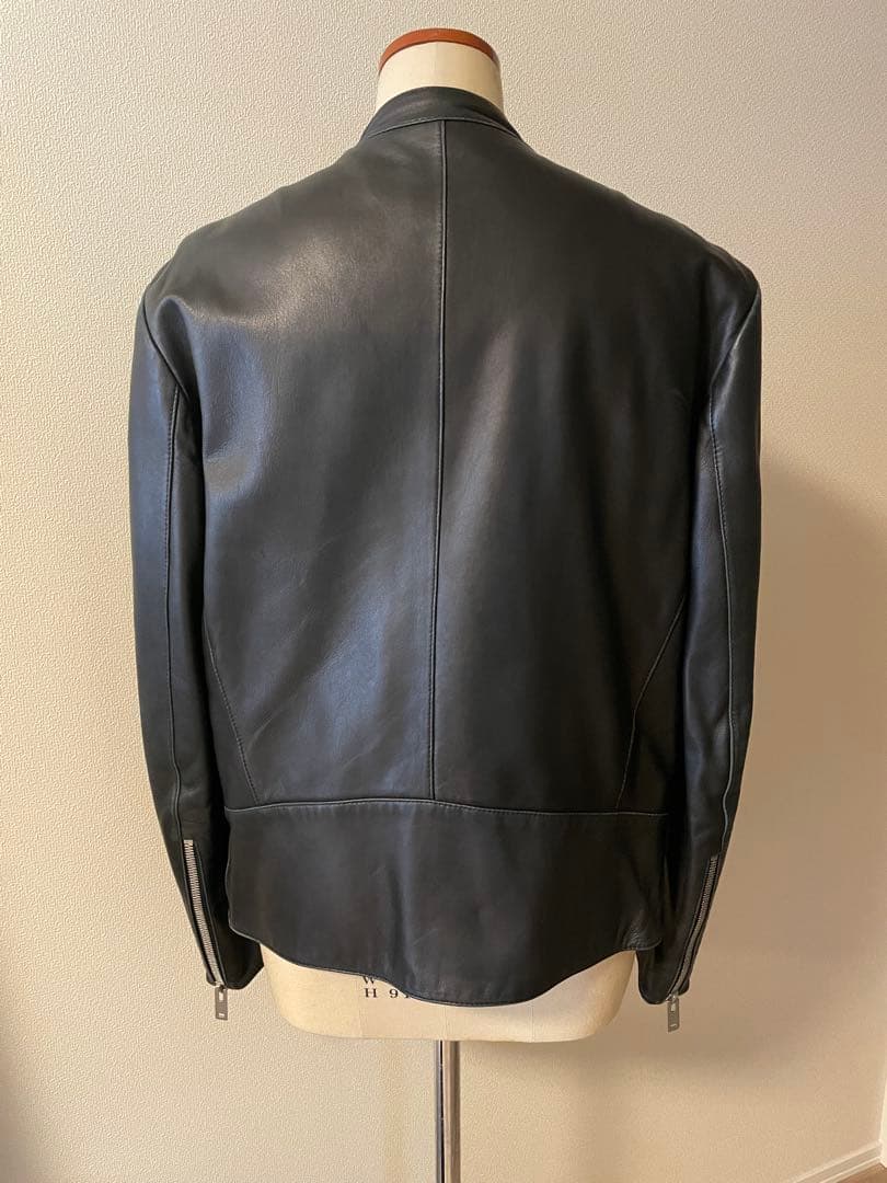 maison margielaブラックレザーシングルライダースジャケット
