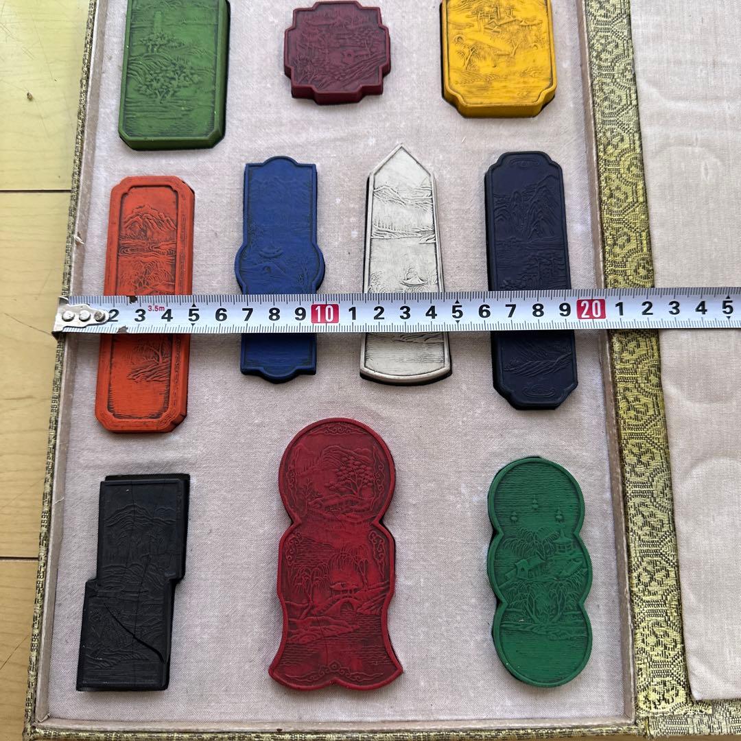 希少品　中国土産　古美術　彩墨　古墨　中国美術　乾隆套墨御题西湖十景诗彩墨