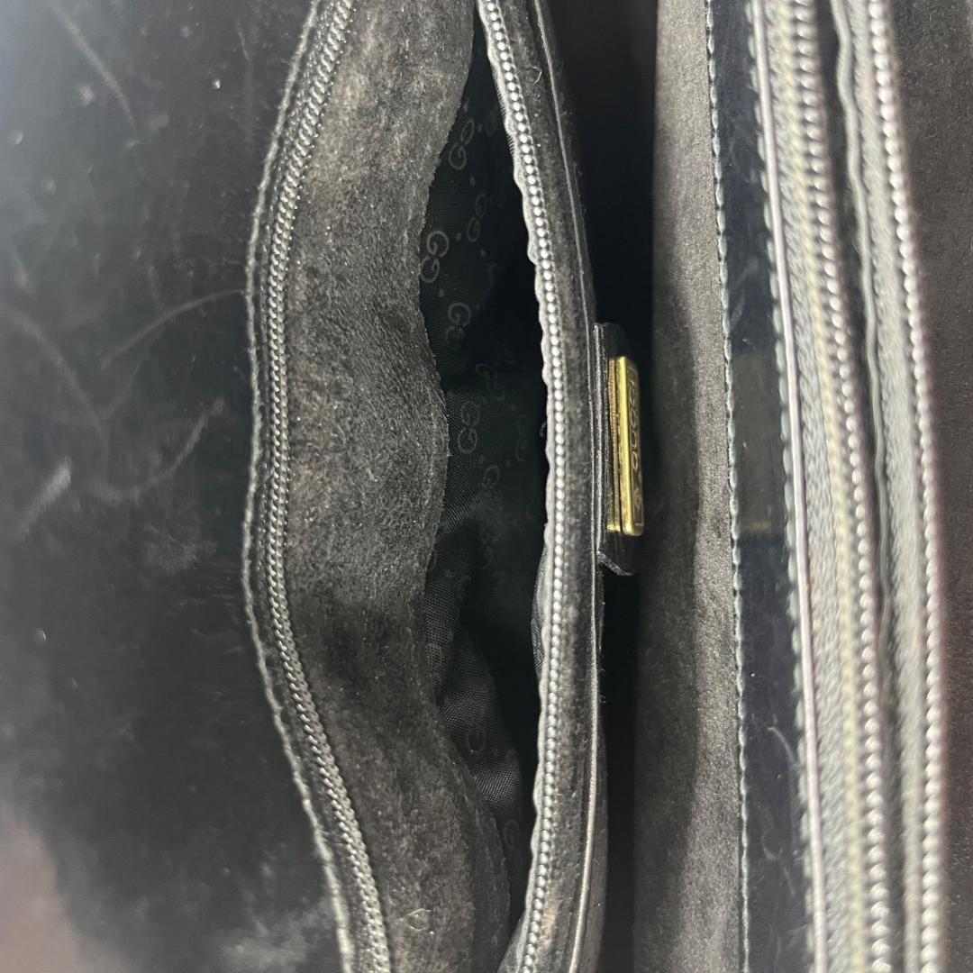 13971✨グッチ ハンドバッグ レザー フラップ 黒 ブラック