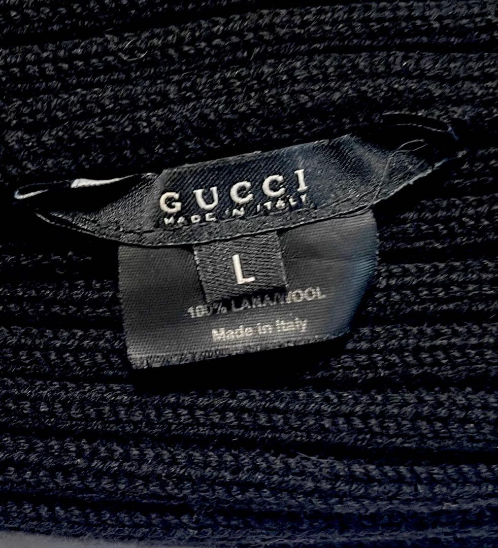 GUCCIニット帽【GUCCI】ブラック・ラムウール100%ニット帽／男女兼用