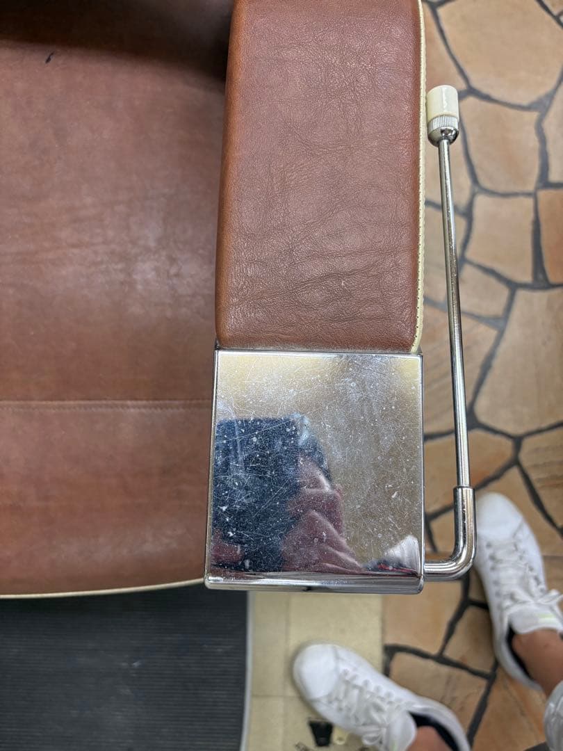 ブラウン バーバーチェア 合成皮革